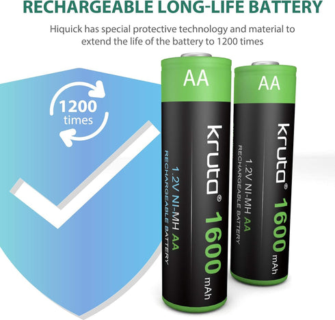 Solar Lights Batteries AA 1600mah High Capacity 1.2V Ni-MH Rechargeable AA Solar Battery for Outdoor Solar Lights, Battery String Lights, TV Remot...
