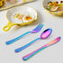 LIANYU 12-Piece Rainbow Kids Silverware Set, Stainless Steel Toddler Utensils, Hammered Preschooler Metal Flatware Cutlery Set, Children Tableware...