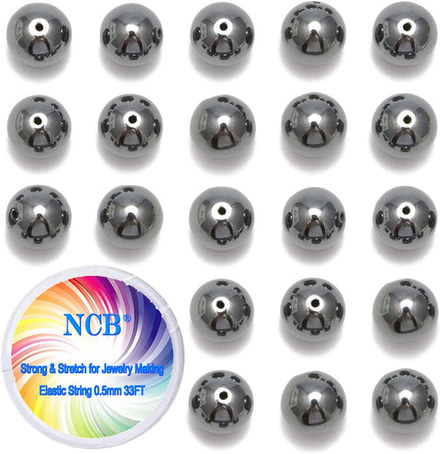 NCB 200pcs 4mm Black Hematite Loose Beads for Jewelry Making, Natural Semi Precious Beads Round Smooth Gemstones Spacer Beads Charms for Necklaces...