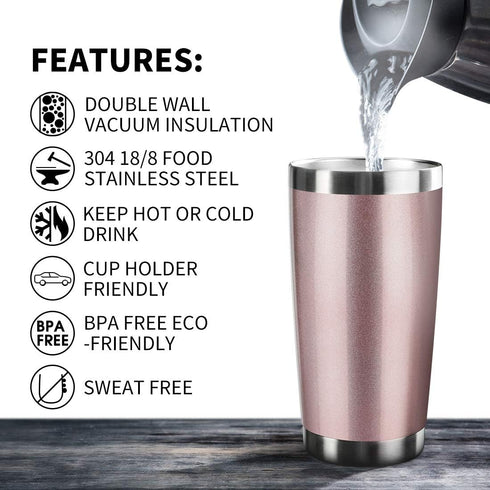 20oz Tumbler Bulk Stainless Steel Vacuum Insulated Tumblers with Lid Double Wall Travel Mug Durable Powder Coated Coffee Cup, Suitable for Ice Dri...