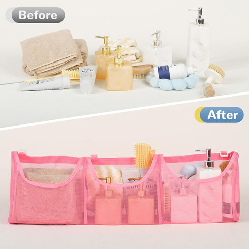 Bath Toy Storage, Large Capacity 3 Compartments Bathtub Toy Storage, Opening Bath Toy Holder Organizer, Mesh Shower Caddy for Kids Baby Bathroom T...
