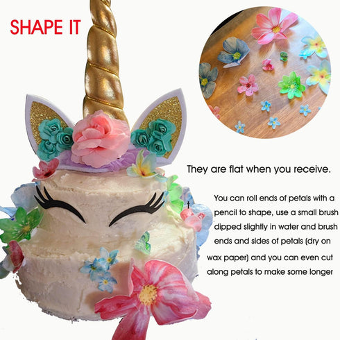 Set of 27 Edible Flowers & Butterflies Cupcake Toppers Wedding Cake Party Food Decoration Mixed Size & Colour...