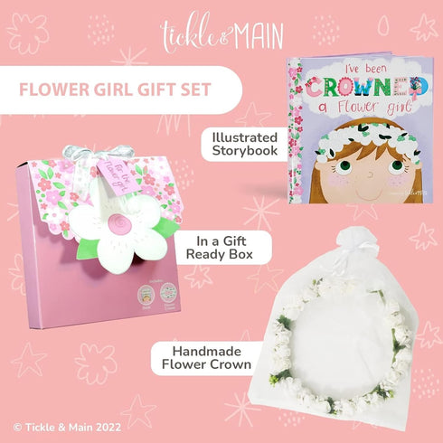 Tickle & Main Flower Girl Gift Set, Flower Girl Proposal, Book with Floral Crown Headband Headpiece in Adorable Gift Box...