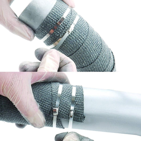 Stainless Steel Cable Ties, Tiberham 100 Pcs 7.9 Inches Heavy Duty Self-Locking Cable Zip Ties, Multi-Purpose Metal Exhaust Wrap Locking Ties for ...