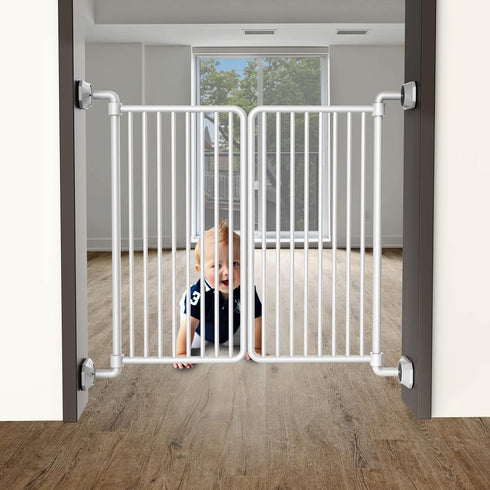 ICERO - Baby Gate Wall Protector - Protect Walls & Doorways from Pet & Dog Gates - for Child Pressure Mounted Stair Safety Gate- 4 Pack, White...