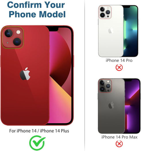 AGVEE 3+3 for iPhone 14 6.1" / 14 Plus 6.7" Camera Lens Protector, Brushed Metal Ring 9H Tempered HD Glass Camera Protector Cover Film, Brushed-Re...