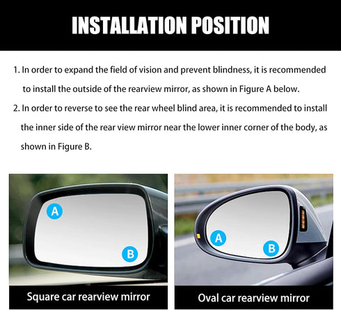 4 PCS Car Blind Spot Mirror, HD Convex Frameless Glass Waterproof Auxiliary Mirror with Adhesive, Universal 360-degree Large View Rearview Accesso...