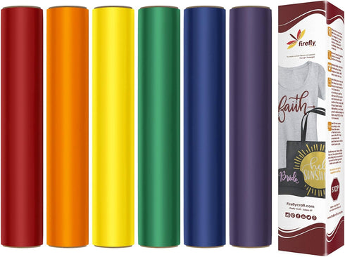 Firefly Craft Rainbow Heat Transfer Vinyl Bundle for Shirts - HTV Vinyl Bundle - Iron On Vinyl for Cricut and Silhouette Transfers - Iron on Vinyl...