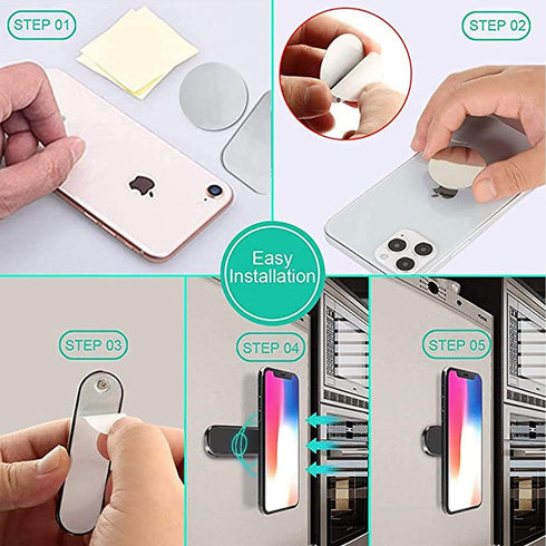 Flat Magnetic Phone Mounts 4 Pack. Black Cell Phone Holder for Car Dashboard, Wall, Truck. Universal Stick on iPad Wall Magnet Mount Kit for Table...
