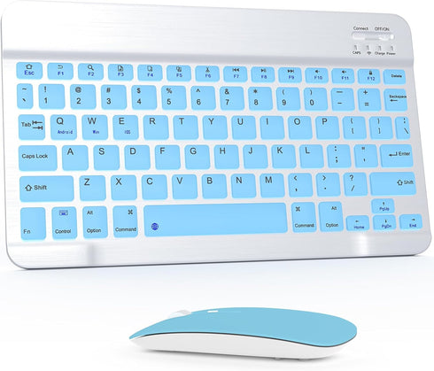 Bluetooth Keyboard and Mouse Combo, QWERT Layout Universal Ultra-Slim Wireless Keyboard Mouse Set for Android Windows iPad iPhone Samsung Tablet P...