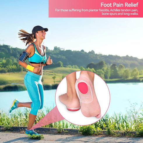 2 Pairs Women Gel Heel Cups, Soft Elastic Massage Heel Cushion Foot Pain Relief for Plantar Fasciitis Bone Spur Achilles Pain, 4.1 x 2.4 x 0.9in...