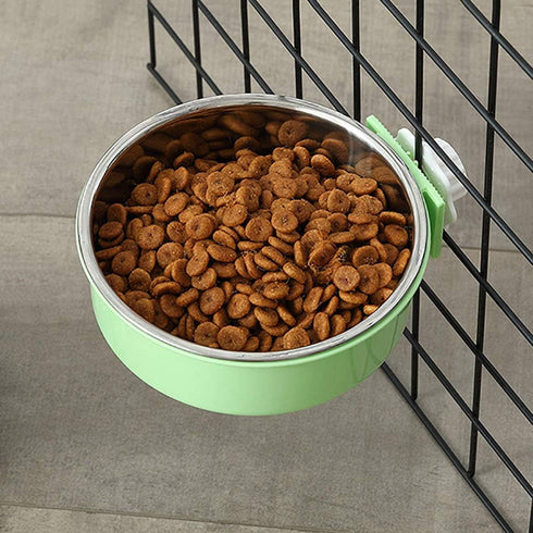 Crate Dog Bowl, Removable Stainless Steel Water Food Feeder Bowls Hanging Pet Cage Bowl Cage Coop Cup for Dogs Cats Puppy Rabbits Bird and Small P...