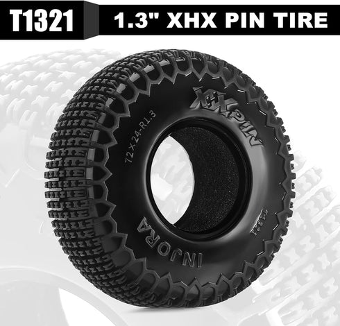 INJORA 1.3" XHX Pin Tires for TRX4m SCX24, 72 * 24mm, S5 Compound, 4PCs...