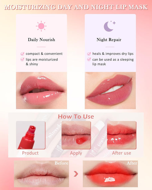 Lip Butter Balm Vanilla,Hydrating Tinted Butter Lip Gloss,Clear Lip Mask Lip Care Moisturizer,Glossier Lip Treatment Balm,Non-Sticky Jelly Glow Re...