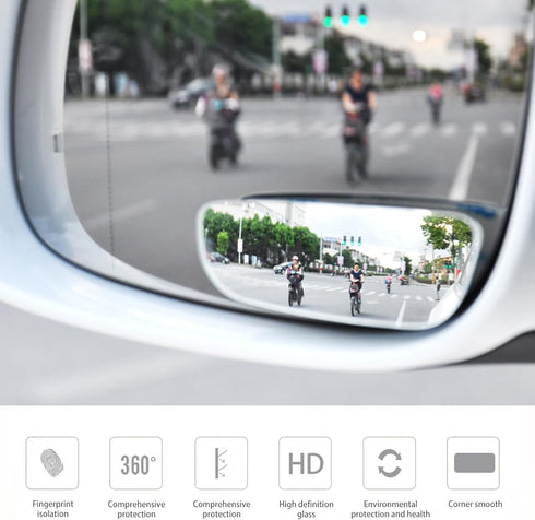 4 PCS Car Blind Spot Mirror, HD Convex Frameless Glass Waterproof Auxiliary Mirror with Adhesive, Universal 360-degree Large View Rearview Accesso...