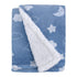 Carter's Blue Elephant - Chambray, and White Clouds, Moon and Stars Super Soft Sherpa Baby Blanket...