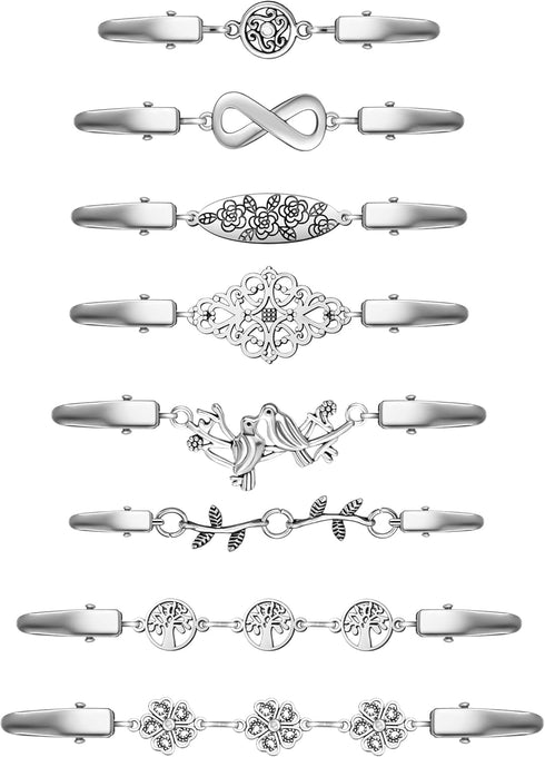 Cindeer 8 Pcs Vintage Sweater Shawl Clips Retro Cardigan Collar Clips Shirt Dress Clips Silver Sweater Clips for Women Girls...