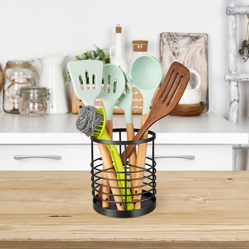 RedCall Utensil Holder for Kitchen Countertop,Metal Spatula Holder,Cooking Utensil Holder for Spoon,Wire Utensil Organizer,Stainless Steel Round U...