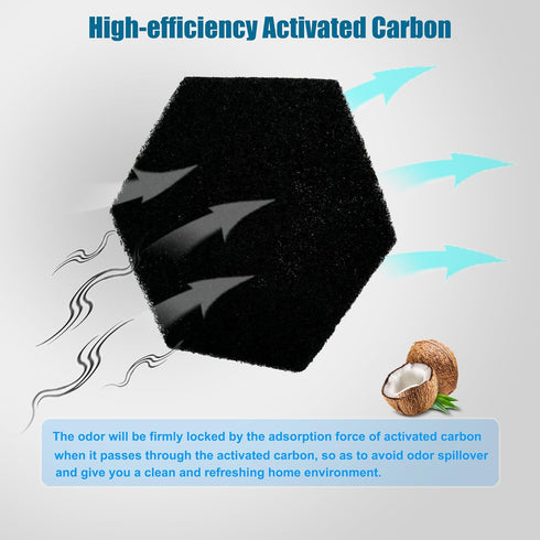 12-Pack Universal Stick-on Trash Can Odor Absorbing Filters, Activated Charcoal Purifying Deodorizer for Trash Cans, Compost Buckets, Countertop a...