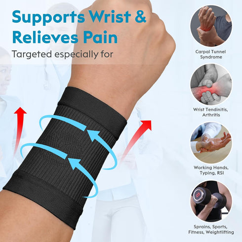 KEKING® Compression Wrist Sleeves for Women Men, 1 Pair, Premium Wrist Support Bands for Carpal Tunnel, Improve Circulation & Recovery, Tendonitis...