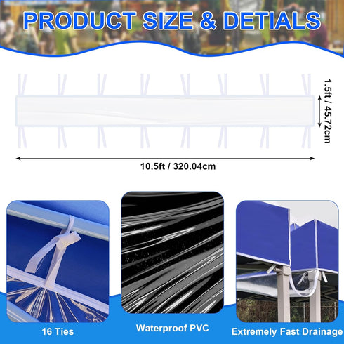 Canopy Rain Gutters, Vinyl PVC Tent Rain Gutter 10 Foot Pop Up Canopy Attachment Accessories for High Peak Frame Style Canopy Tents (White?1pcs)...
