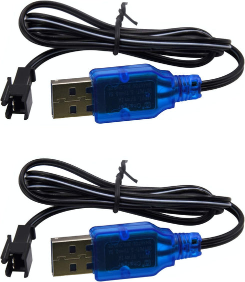 Blomiky 2 Pack 3.7V USB Charger Cable with SM-2P Plug Connector for Mini RC Amphibious Stunt Car Boat Trucks 3.7V Li-ion and Li-Po Battery / 3.7V ...