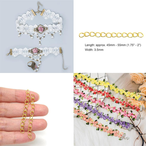 Honbay 100PCS 50mm/2inch Extender Chain Jewelry Necklace Bracelet Anklet Extension Chain Extension tails(Gold)...