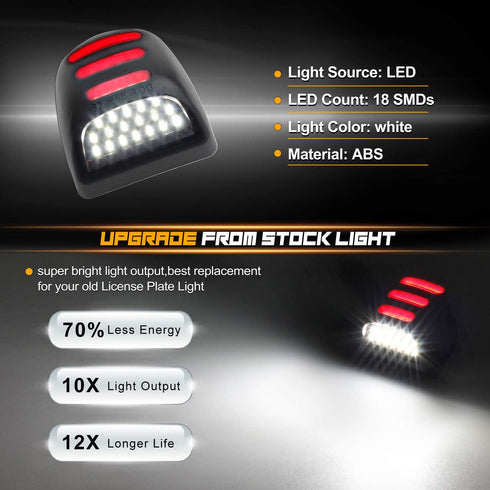 RUXIFEY LED License Plate Lights with Red OLED Neon Tube Compatible with Chevy Silverado Suburban Tahoe GMC Sierra 1500 2500 3500 HD Escalade EXT,...