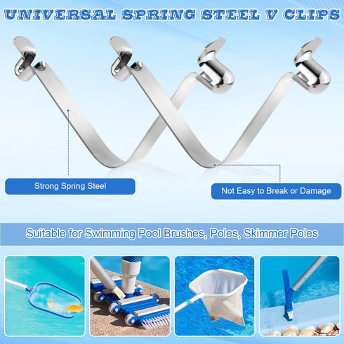 15pcs Clips for All Swimming Pool, Pool Butterfly Clips V Shaped Clip Pool Brush Pole Clip Universal Attachment V Clip for Spa Skimmer Nets Jet Va...