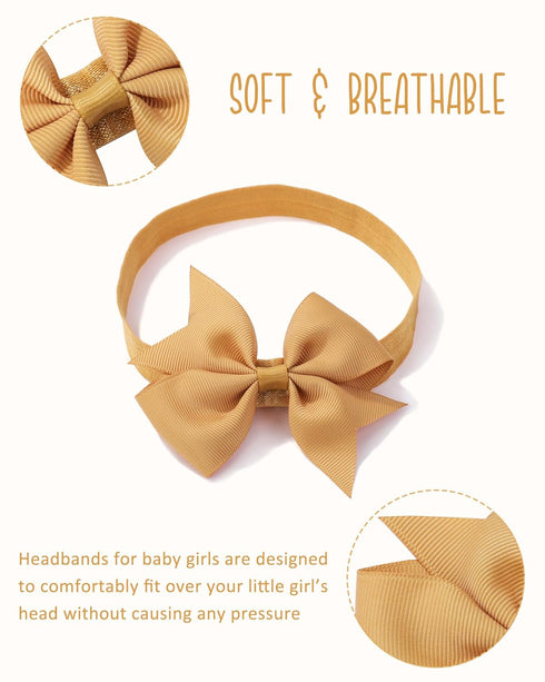 jollybows 40pcs Baby Girls Hair Bows Headbands Grosgrain Ribbon Hair Band Accessories for Infants Newborn Toddler (4In)...