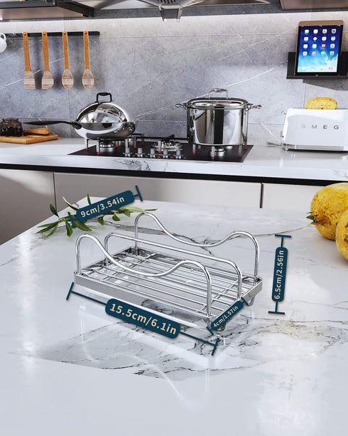 Consumest Sponge Holder for Kitchen Sink, Movable Sink Caddy for Countertop Organizer, 304 Stainless Steel Sink Sponge Holder with Detachable Drip...