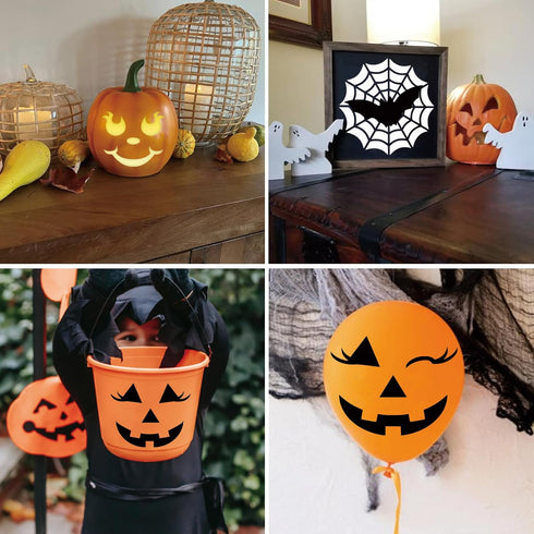 Pumpkin Stencils for Painting Large Halloween Pumpkin Face Stencils for Craft Pumpkins Paint Stencils for Wood Door Hanger Wall Holiday (12 Face 1...