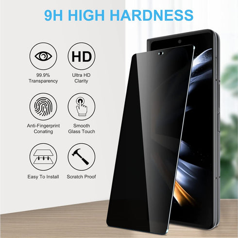 LYWHL [2 Pack for Samsung Galaxy Z Fold 4 Privacy Screen Protector, Anti Spy Tempered Glass Front Protective Film for Galaxy Z Fold 4 5G 6.2 Inch,...