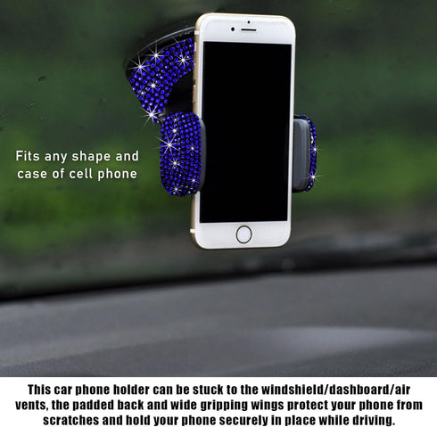 Bling Car Phone Holder, 360 Degree Adjustable Crystal Auto Dashboard Air Vent Cell Phone Mount, Universal Car Phone Holder Mount for Windshield Da...