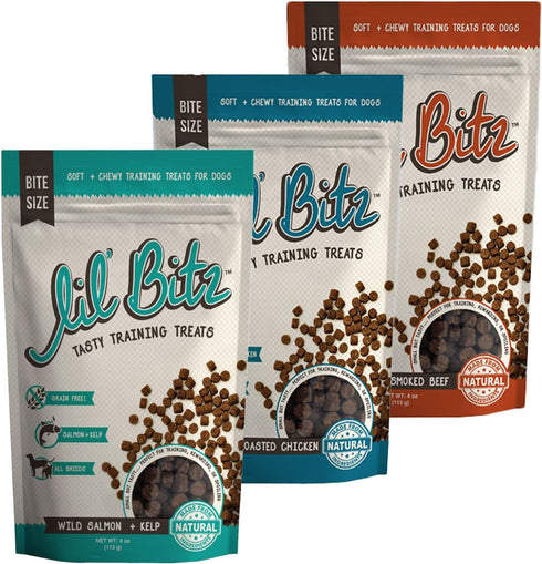Lil' Bitz Assorted Pack Training Treats, Soft, Tasty, Grain-Free, Perfect for Training and Spoiling, Irresistible Aroma, Low Calories, Natural, 3-...