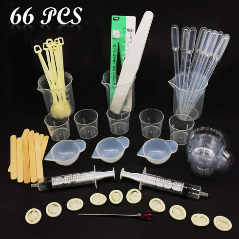 Woohome 66 PCS Epoxy Resin Tools Kit, Silicone Mold Tool Included Measuring Cup, Silicone Mixing Cups, Tweezers with Mixing Sticks, Dropping Pipet...