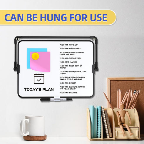 Dry Erase Magnetic White Board, 6" x 10" Double-Sided Desktop Whiteboard with Stand, Portable Small Whiteboard,6 Markers, 6 Magnets and 1 Eraser- ...