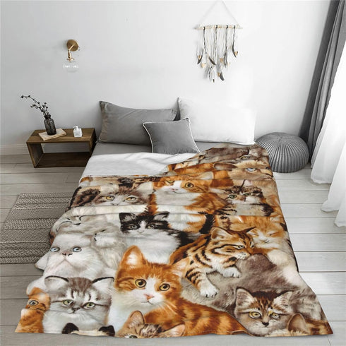 BLUBLU Cute Cat Design Flannel Fleece Bed Blanket Throw Blanket Lightweight Cozy Plush Blanket for Bedroom Living Rooms Sofa Couch 50"x40"...