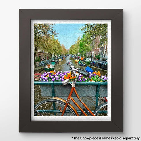 Pintoo Jigsaw Puzzles 500 Piece for Adults - Bike Flowers and Canal. Amsterdam, Netherlands Beautiful Plastic Puzzle for Home Decor Zero Dust Easy...