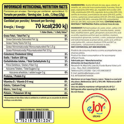 Walibi eJoyStore Aji Criollo - Hot Yellow Peruvian Pepper Sauce 200gr...