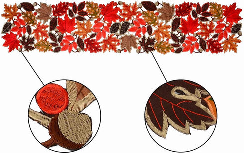 Simhomsen Embroidered Leaves Table Runner for Thanksgiving, Fall or Autumn Harvest Decorations, Dresser Scarf (14 × 53 inches)...