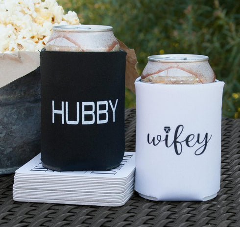 Wedding Accessories Wifey and Hubby Can Coolers (Set of 2)...