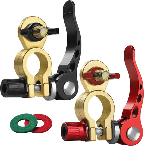 Battery Terminal Connectors 1 Pair, Battery Terminals Brass (M8 x 25mm Bolt), Battery Cable Ends Quick Release, Car Battery Terminal with Anti-Cor...
