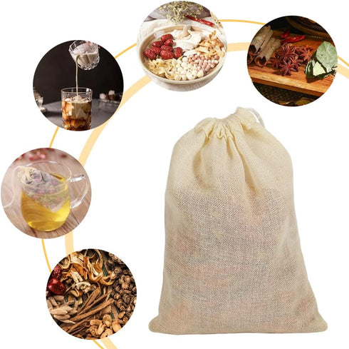 YQL Spice Bags for Cooking,30PCS 4x6 Inch Muslin Bags with Drawstring Tea Filter Bags Cheesecloth Bags for Straining Reusable Natural Cotton Sache...