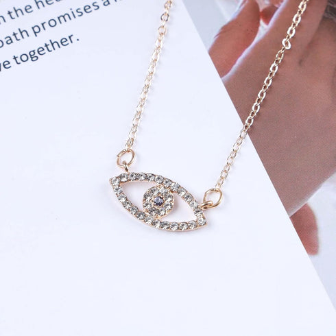 Bohemia Cz Evil Eye Necklace Crystal Eye Pendant Necklace Pave Evil Eye Choker Necklace Gold Lucky Eye Halo Necklace Jewelry for Women and Girls...