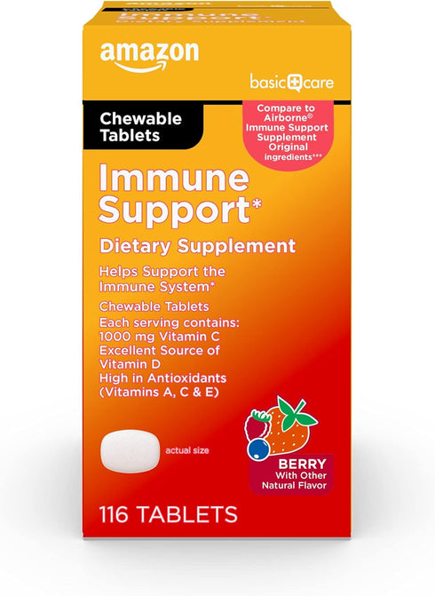 Amazon Basic Care Immune Support Berry Chew Tablets, 116 Count...