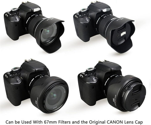 JJC Reversible Lens Hood Shade Protector for Canon EF-S 10-18mm f/4.5-5.6 is STM Lens on Camera Rebel T7i T8i T7 T6S T6i T5i T5 SL3 SL2 EOS 90D 80...