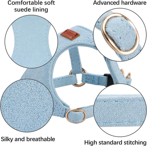 No Pull Dog Harness- Lightweight, Soft, Adjustable Small Harness Collar and Leash Set, Suitable for Cats Puppy Small and Medium-Sized Dog Outdoor ...