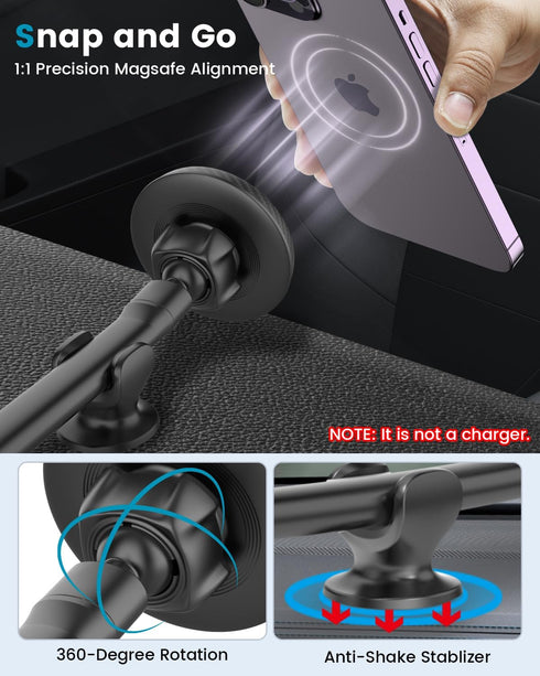 APPS2Car for Magsafe Car Mount Magnetic Phone Holder Upgraded 13-Inch Long Arm Suction Cup Windshield Mount fits iPhone 15 Pro Max Plus 14 13 12 M...