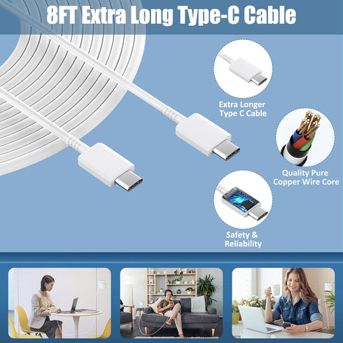 25W Samsung Super Fast Charger Type C,USB C Android Phone Charger &8FT C Type Charging Cable for Samsung Galaxy S24 Ultra/S24/S24+/S23 Ultra/S23/S...